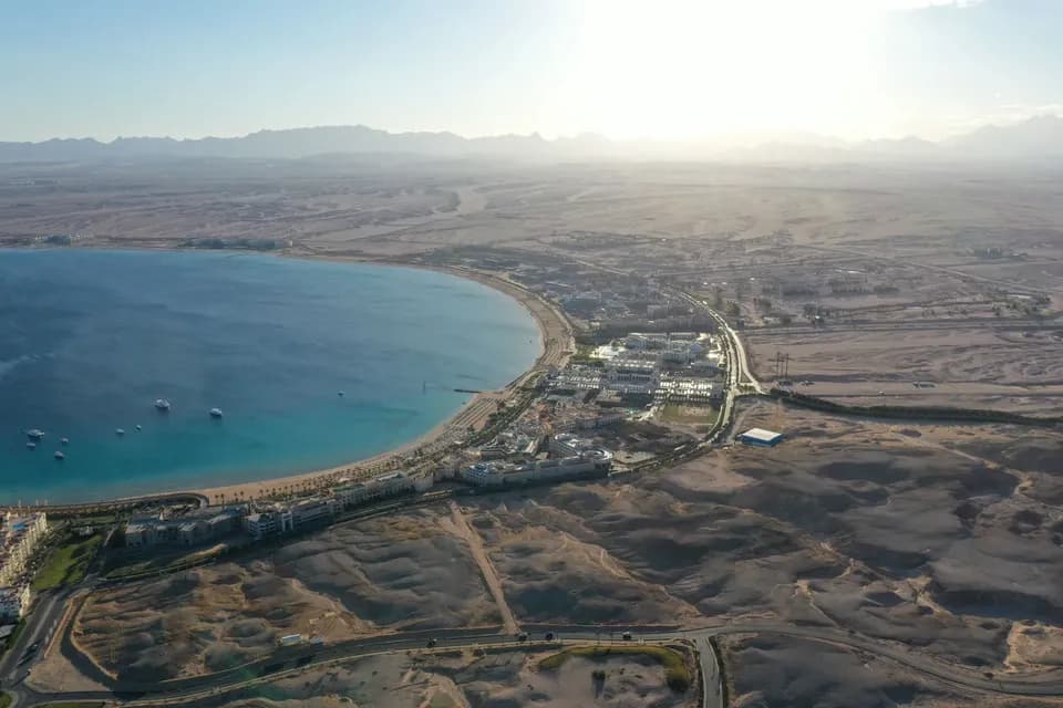 Aerial view of Sahl Hasheesh Bay on Egypt’s Red Sea coast