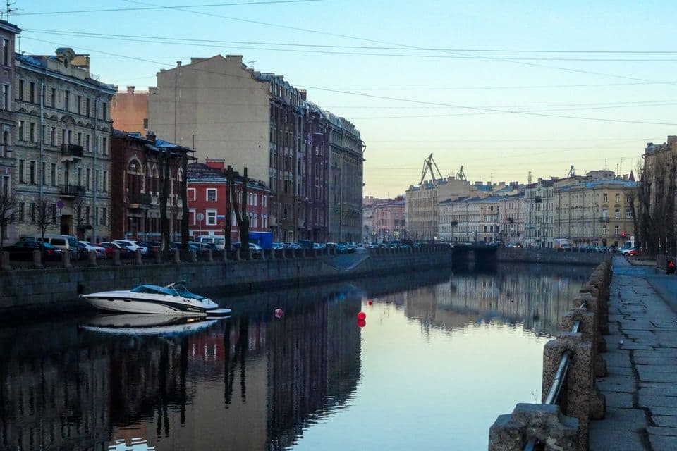 Canal and historic buildings in Saint Petersburg, Russia