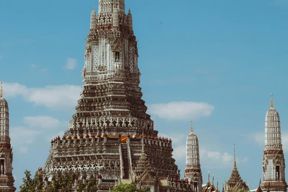 Wat Arun and the Chao Phraya River in Bangkok, Thailand