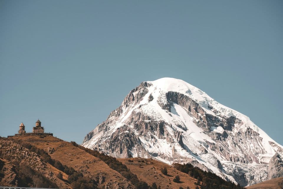 Gergeti Trinity Church below Mount Kazbek, Georgia