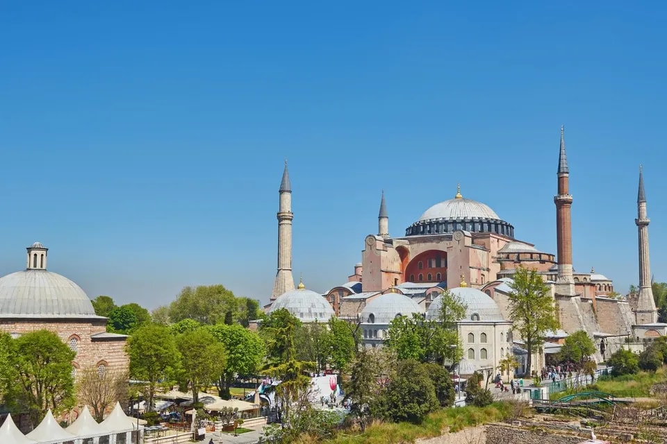 Historic domes and minarets in Istanbul, Turkey